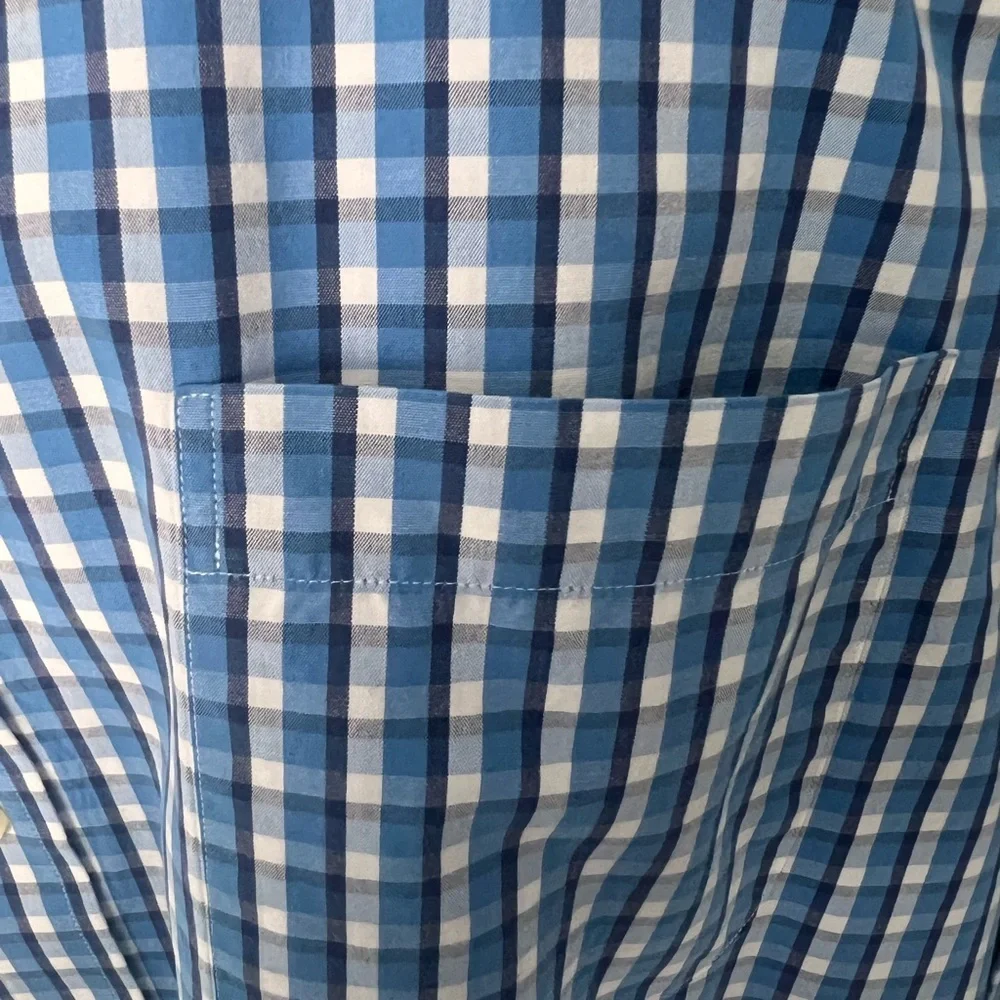 Lands' End Blue and White Casual Button Down Shirt 16-35 - Picture 2 of 10